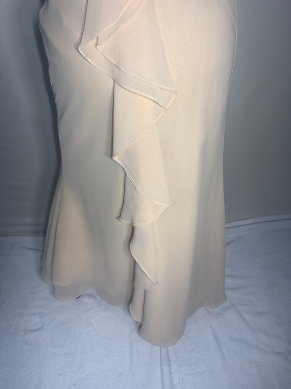 CHRISTINA WU CHAMPAGNE HALTER MAXI GOWN SZ 2 - Picture 8 of 9